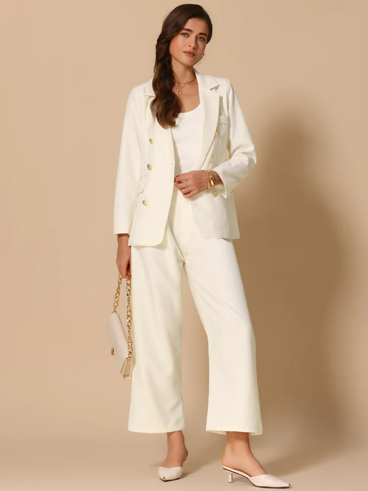 Allegra K Dressy Business Work Office Casual Outfits Blazer Pantsuits Set