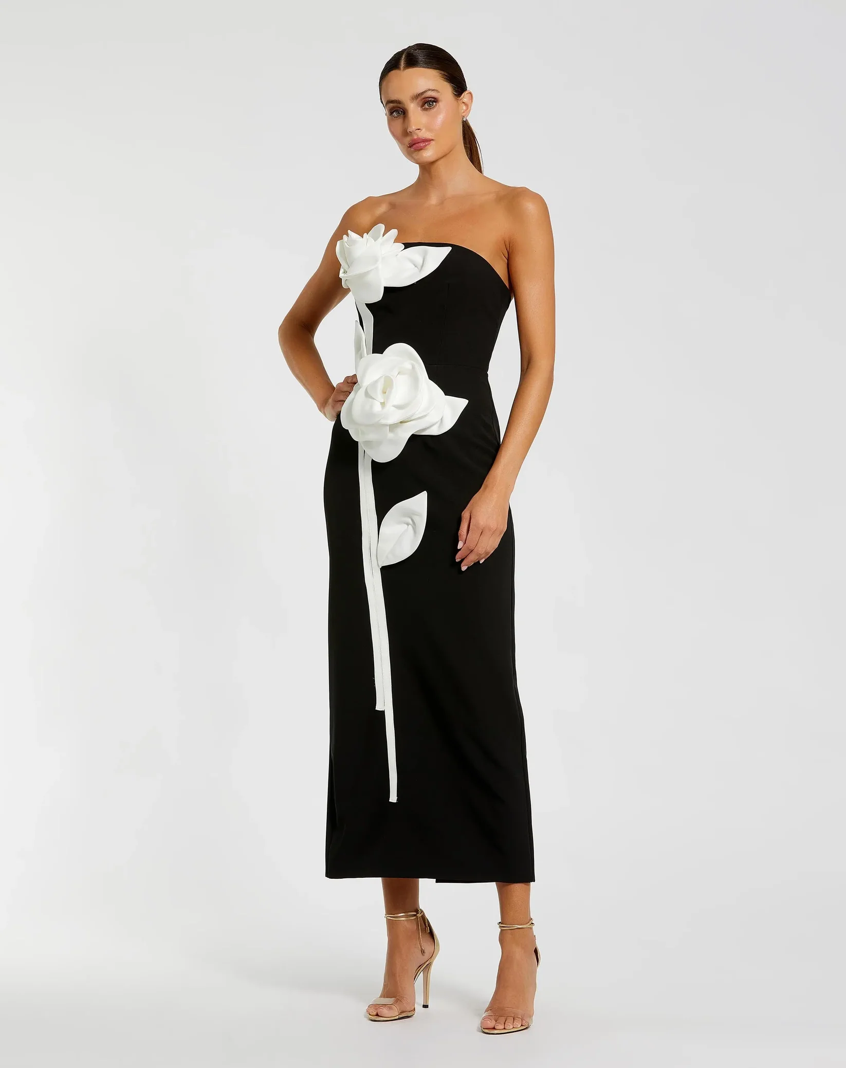 Mac Duggal Black Strapless Crepe Dress