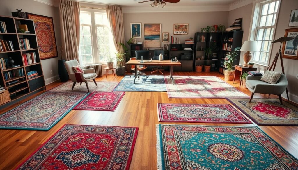 colorful rugs home office